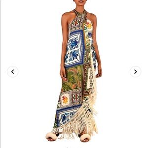 FARM Rio Mixed Scarves Crossed Front Maxi Dress